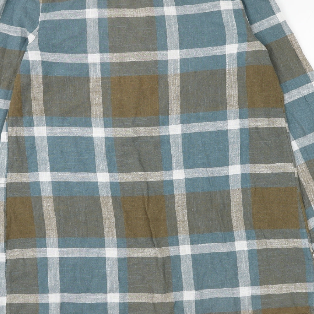 TU Womens Multicoloured Check Cotton Tunic Blouse Size 12 V-Neck