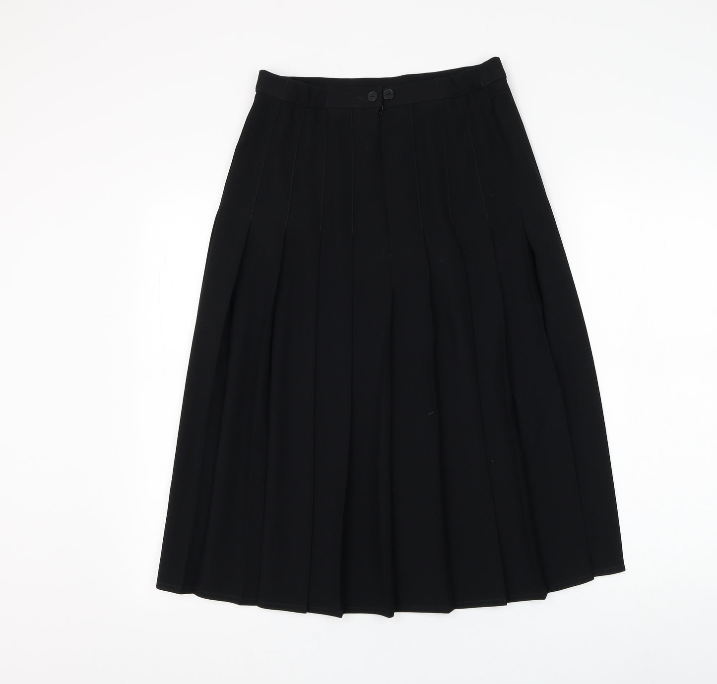 Marks and Spencer Womens Black Polyester Flare Skirt Size 10 Zip