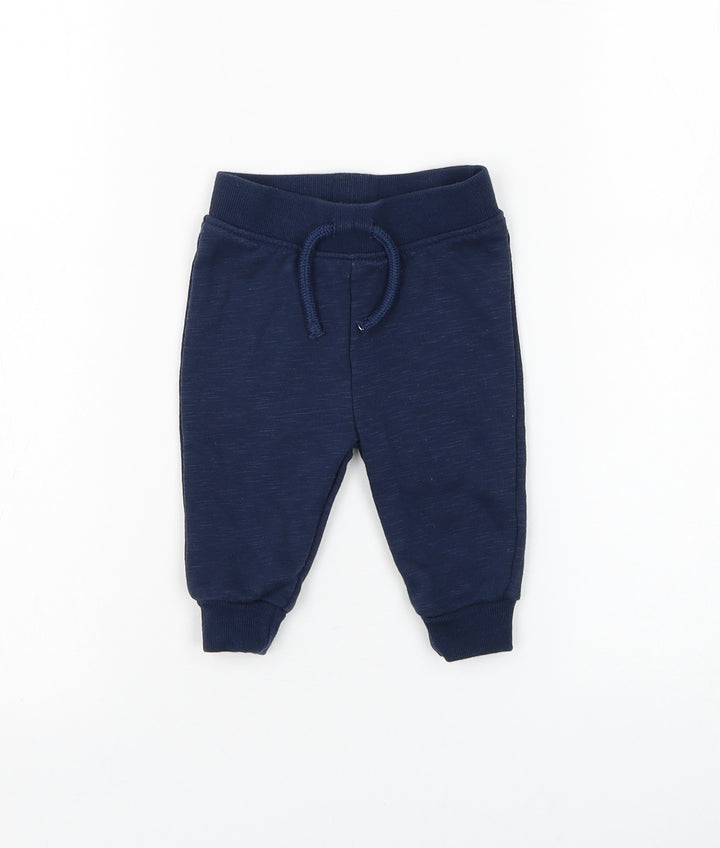 Primark Boys Blue Cotton Jogger Trousers Size 3-6 Months Drawstring