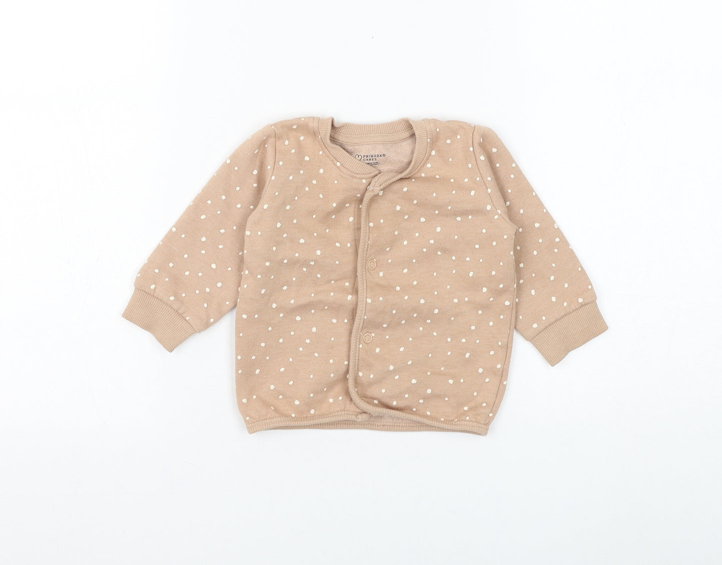 Primark Girls Brown Polka Dot Cotton Cardigan Jumper Size 6-9 Months Snap