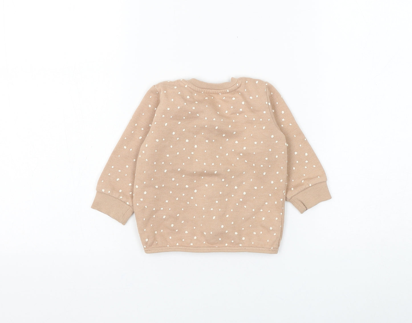 Primark Girls Brown Polka Dot Cotton Cardigan Jumper Size 6-9 Months Snap