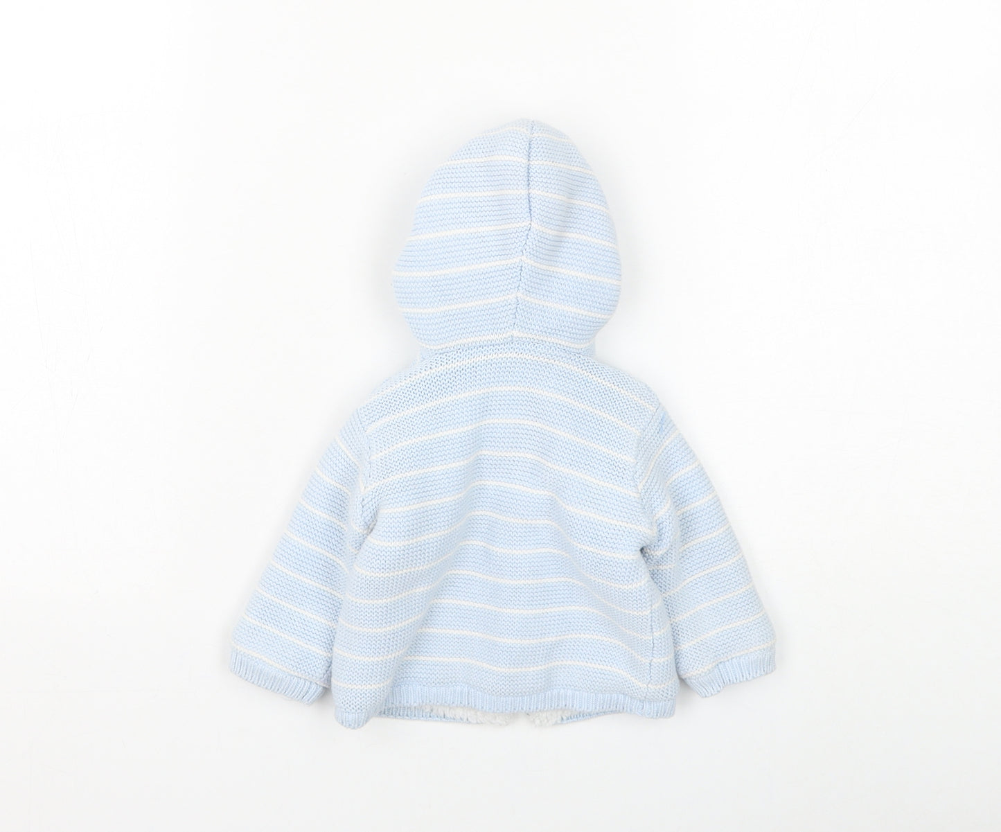 Matalan Boys Blue Striped Cotton Cardigan Jumper Size 0-3 Months Button