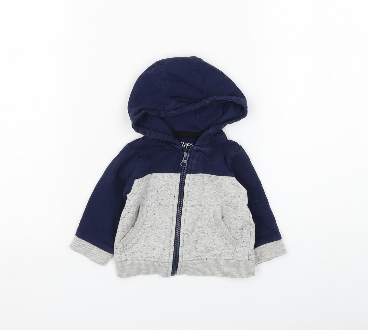 Peacocks Boys Grey Colourblock Cotton Full Zip Jumper Size 0-3 Months Zip