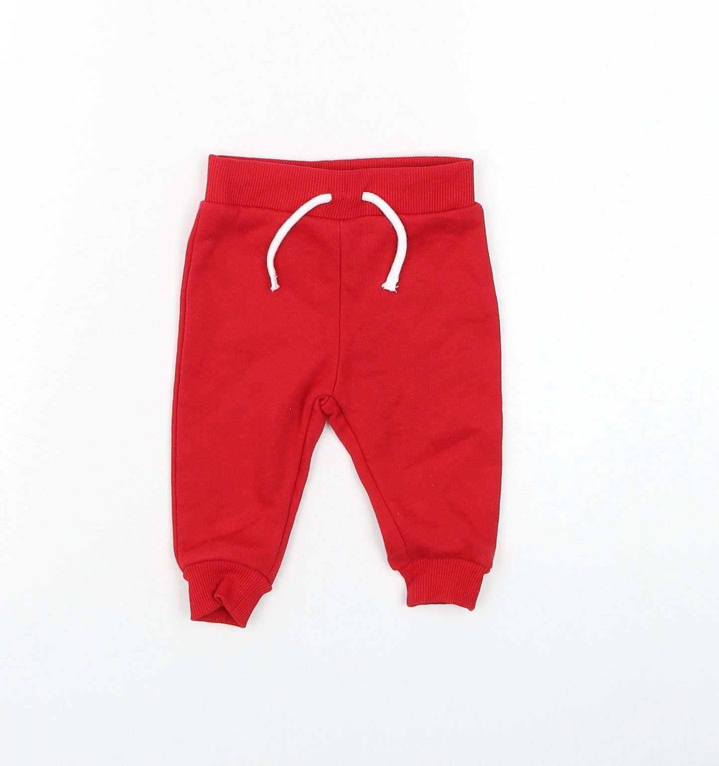 Primark Boys Red Cotton Jogger Trousers Size 3-6 Months Drawstring