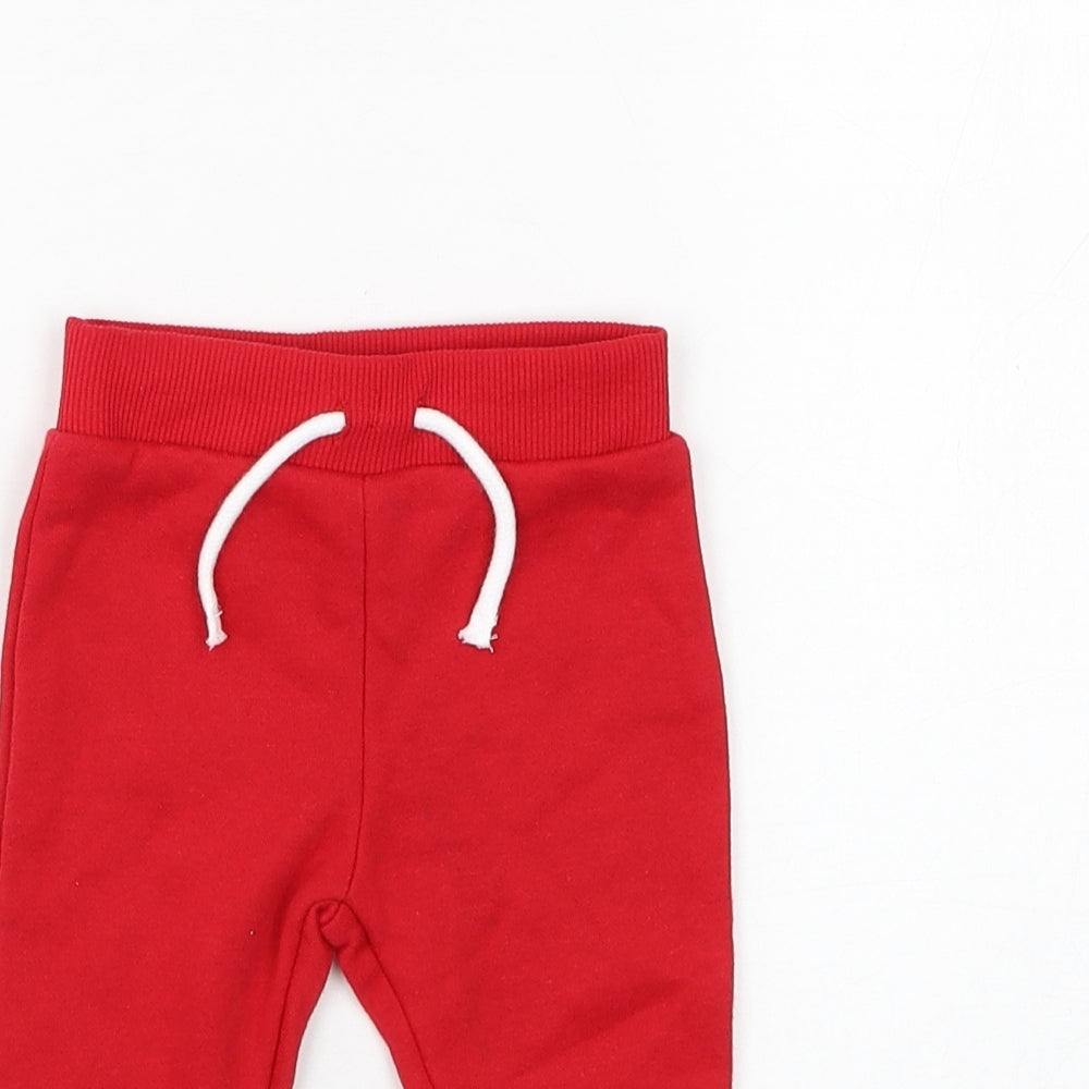 Primark Boys Red Cotton Jogger Trousers Size 3-6 Months Drawstring