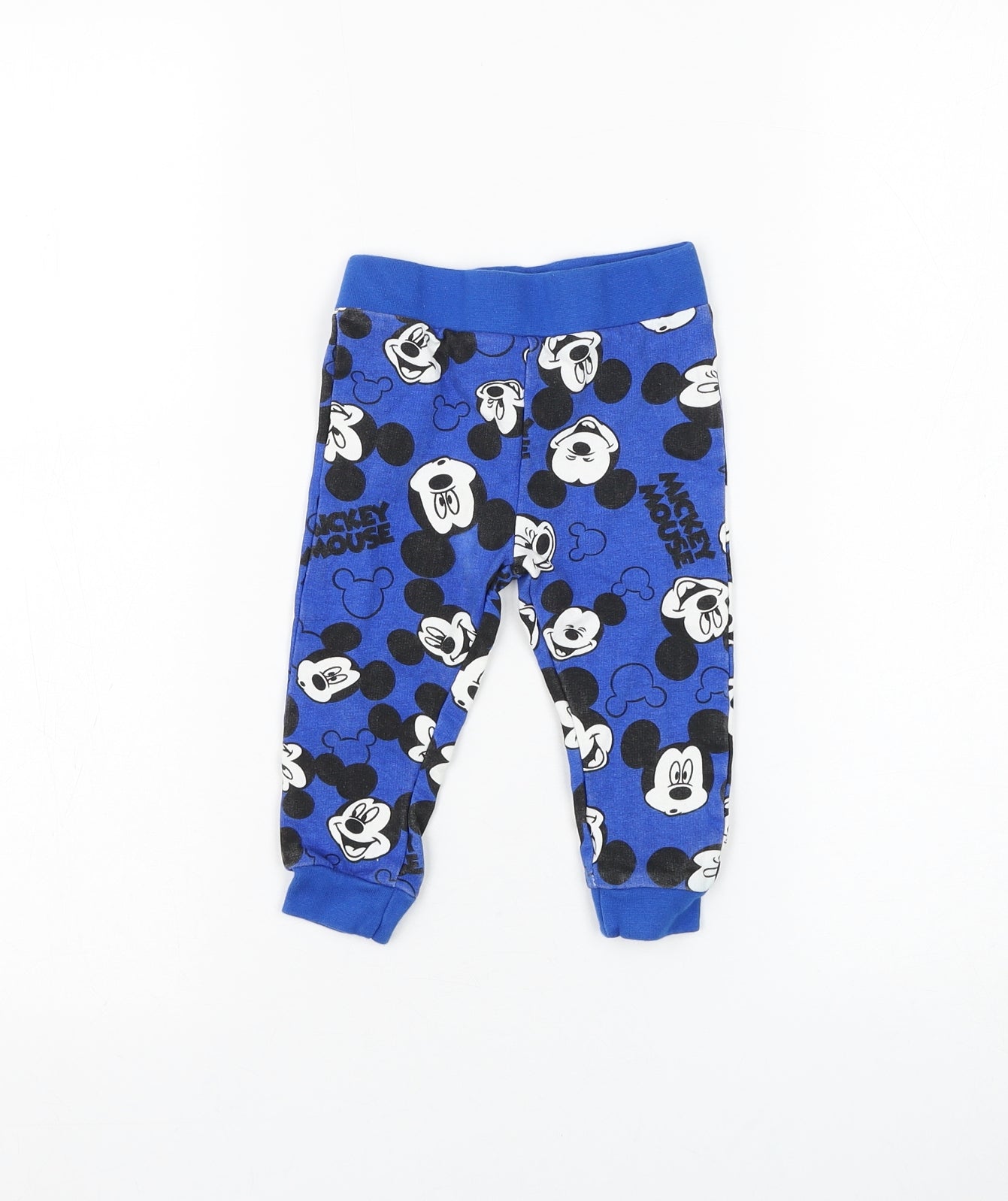 PEP&CO Boys Blue Geometric Cotton Jogger Trousers Size 9-12 Months Pullover - Mickey Mouse