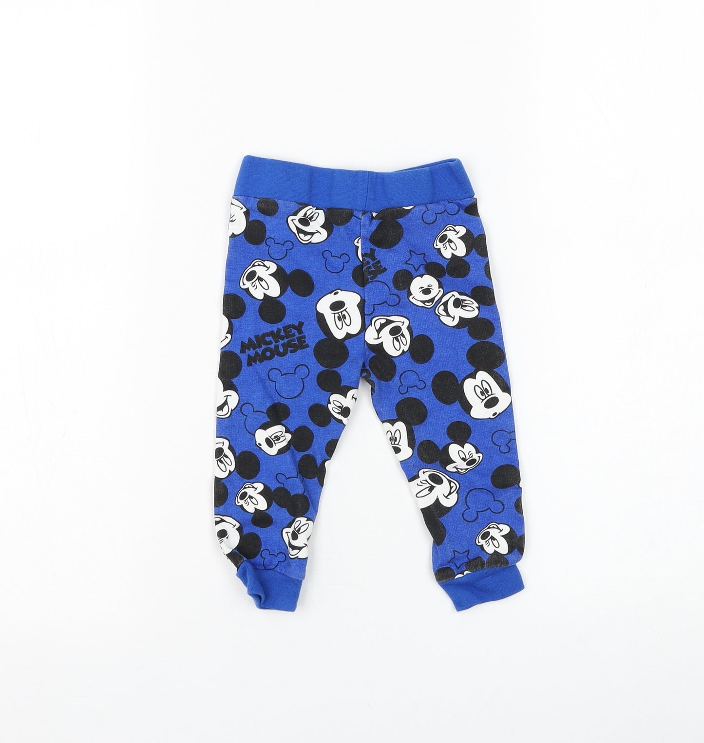 PEP&CO Boys Blue Geometric Cotton Jogger Trousers Size 9-12 Months Pullover - Mickey Mouse