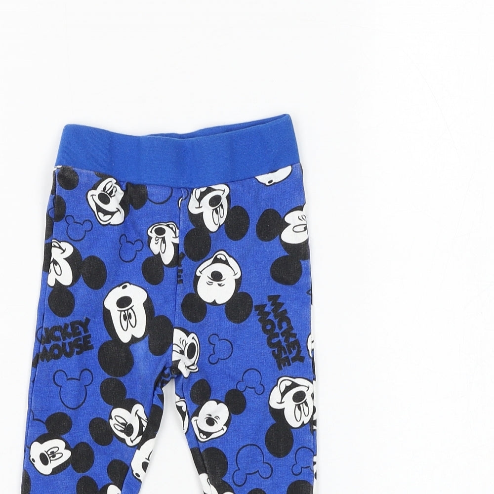 PEP&CO Boys Blue Geometric Cotton Jogger Trousers Size 9-12 Months Pullover - Mickey Mouse