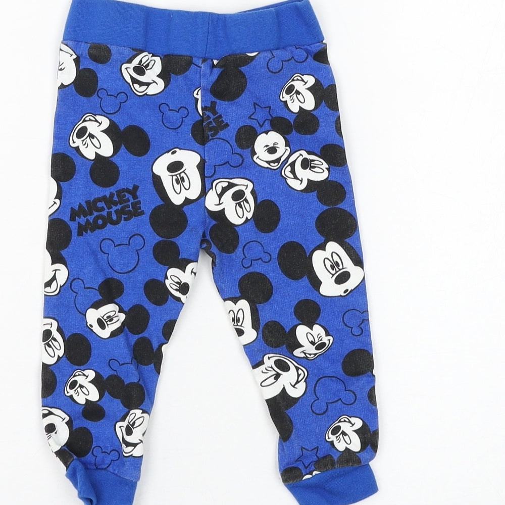 PEP&CO Boys Blue Geometric Cotton Jogger Trousers Size 9-12 Months Pullover - Mickey Mouse