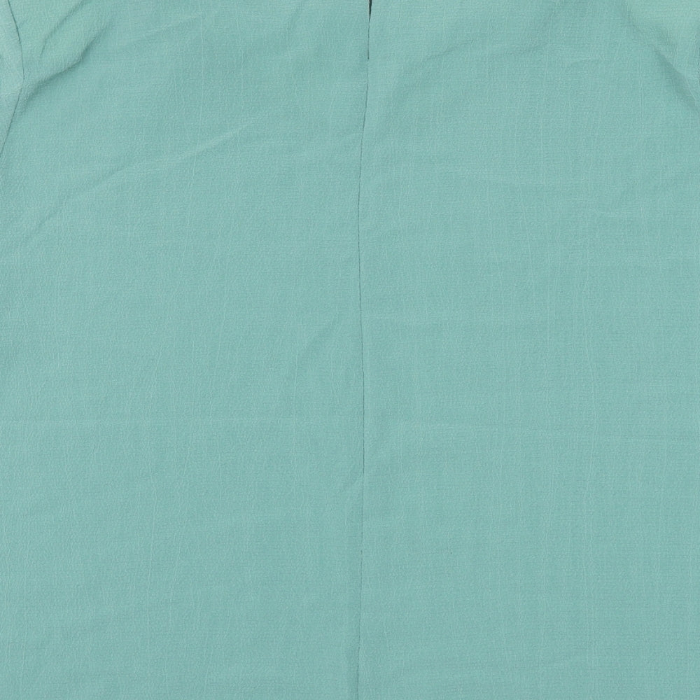 Preworn Womens Green Polyester Basic Blouse Size 24 Round Neck