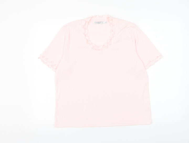 Emreco Womens Pink Polyester Basic T-Shirt Size 18 Scoop Neck - Lettuce Hem