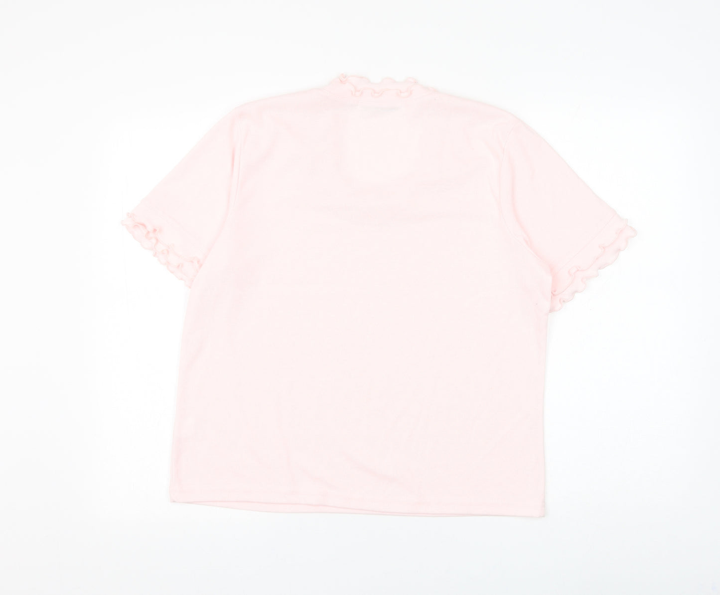 Emreco Womens Pink Polyester Basic T-Shirt Size 18 Scoop Neck - Lettuce Hem
