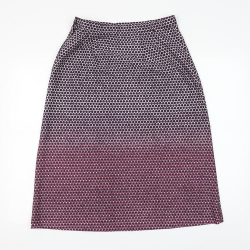 Preworn Womens Purple Geometric Polyester A-Line Skirt Size 32 in Zip