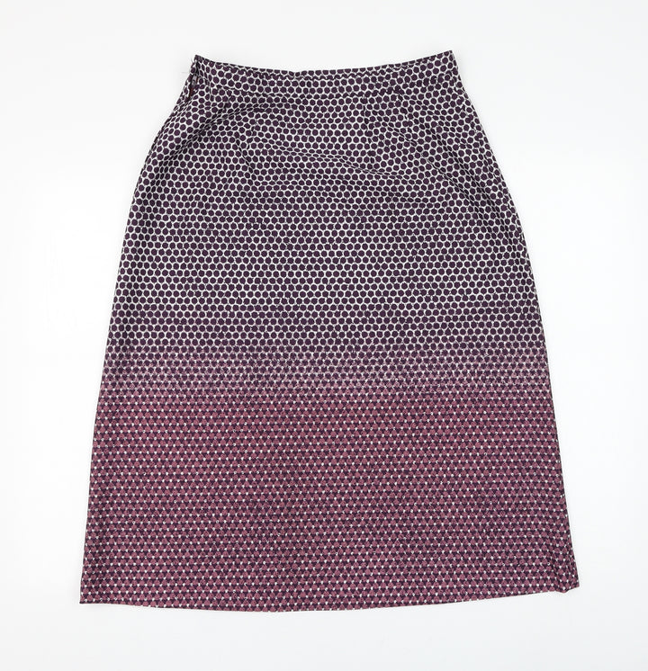 Preworn Womens Purple Geometric Polyester A-Line Skirt Size 32 in Zip