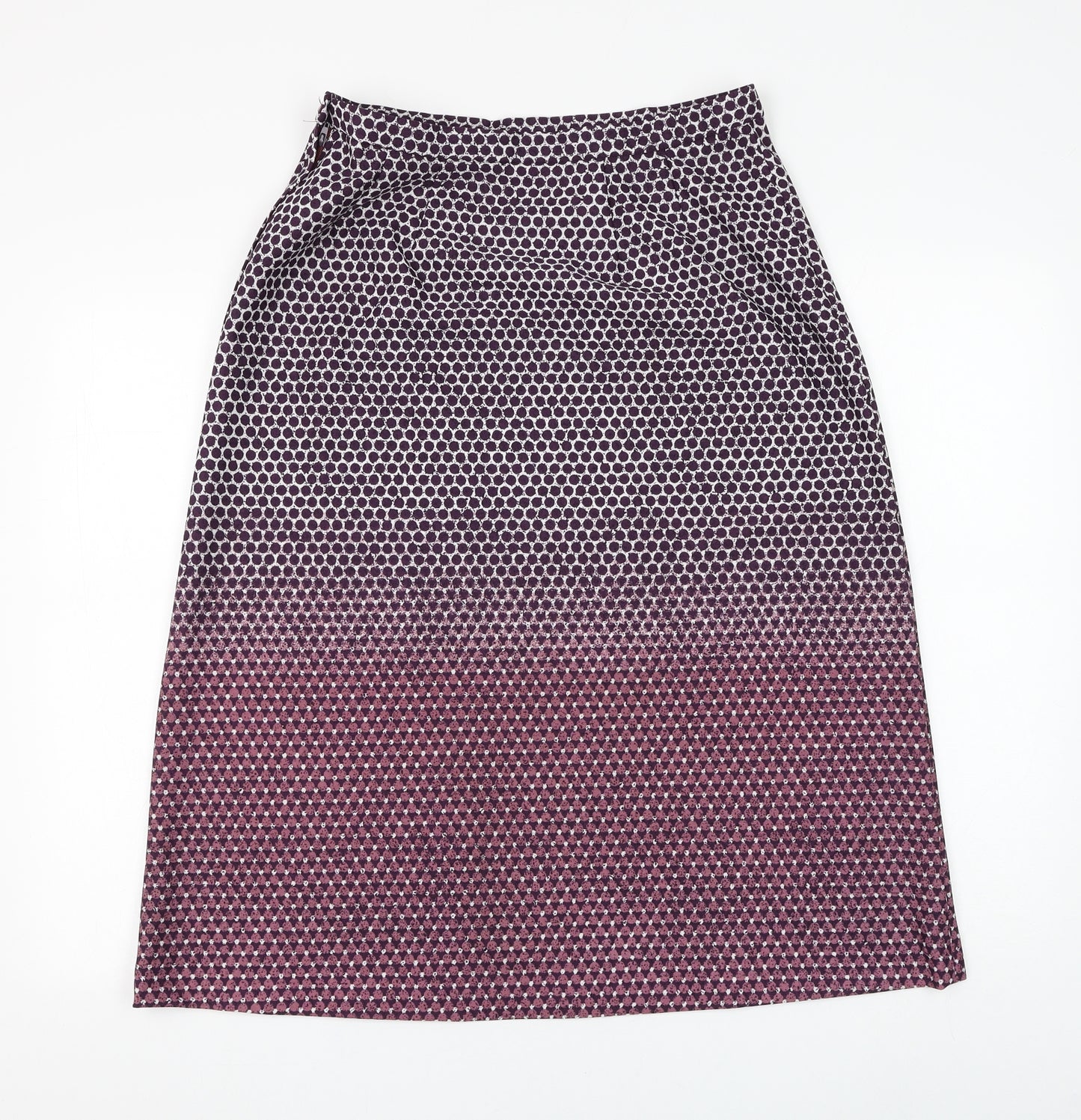 Preworn Womens Purple Geometric Polyester A-Line Skirt Size 32 in Zip