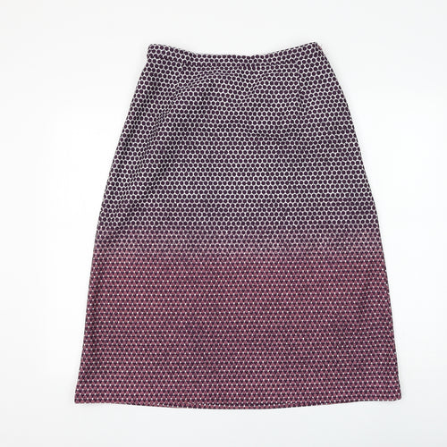 Preworn Womens Purple Geometric Polyester A-Line Skirt Size 32 in Zip