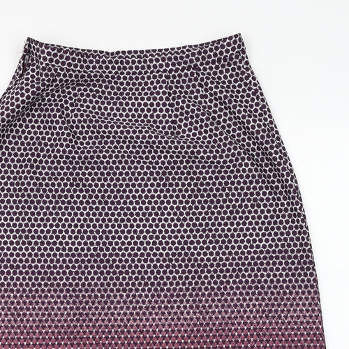 Preworn Womens Purple Geometric Polyester A-Line Skirt Size 32 in Zip