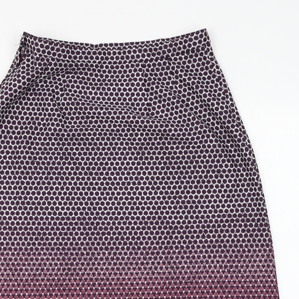 Preworn Womens Purple Geometric Polyester A-Line Skirt Size 32 in Zip