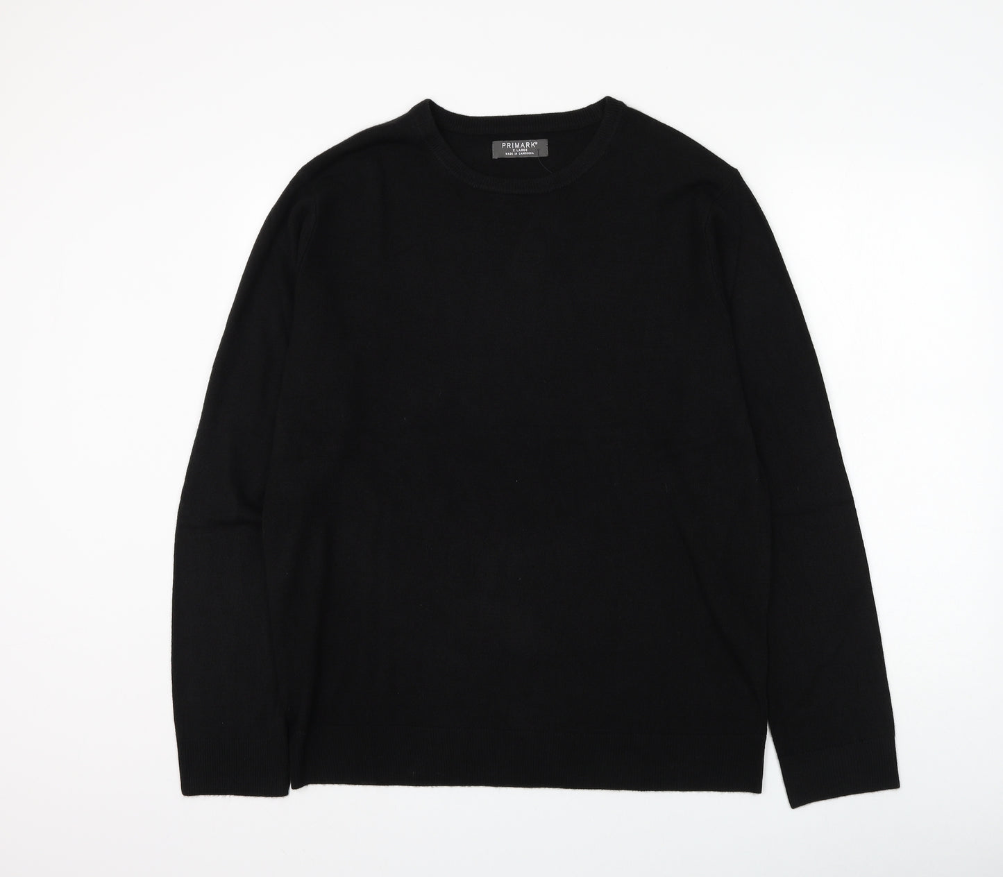 Primark Mens Black Round Neck Acrylic Pullover Jumper Size XL