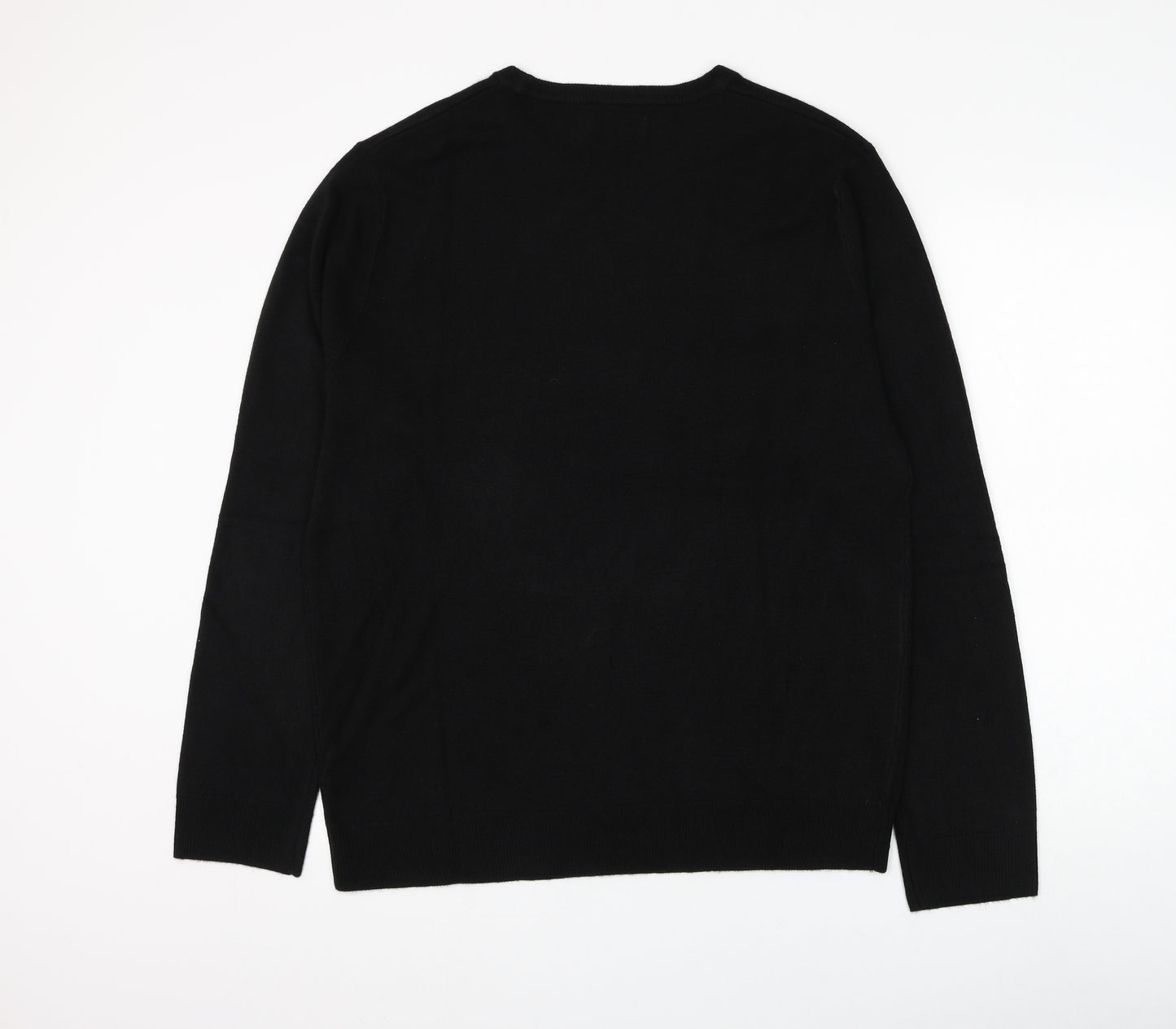 Primark Mens Black Round Neck Acrylic Pullover Jumper Size XL