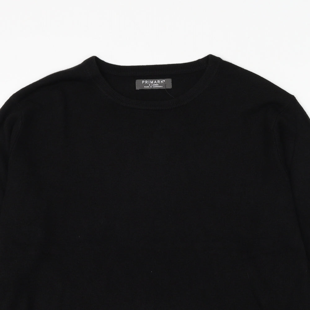 Primark Mens Black Round Neck Acrylic Pullover Jumper Size XL