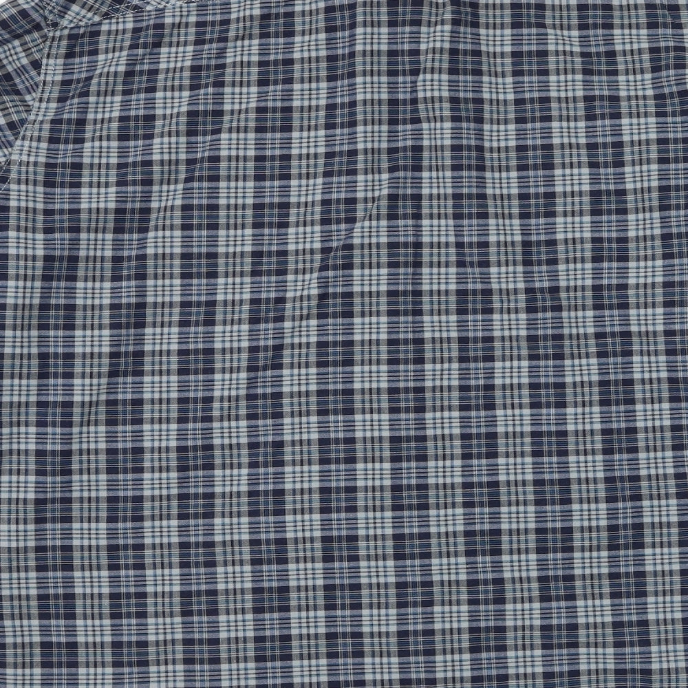 George Mens Blue Plaid Cotton Button-Up Size XL Collared Button