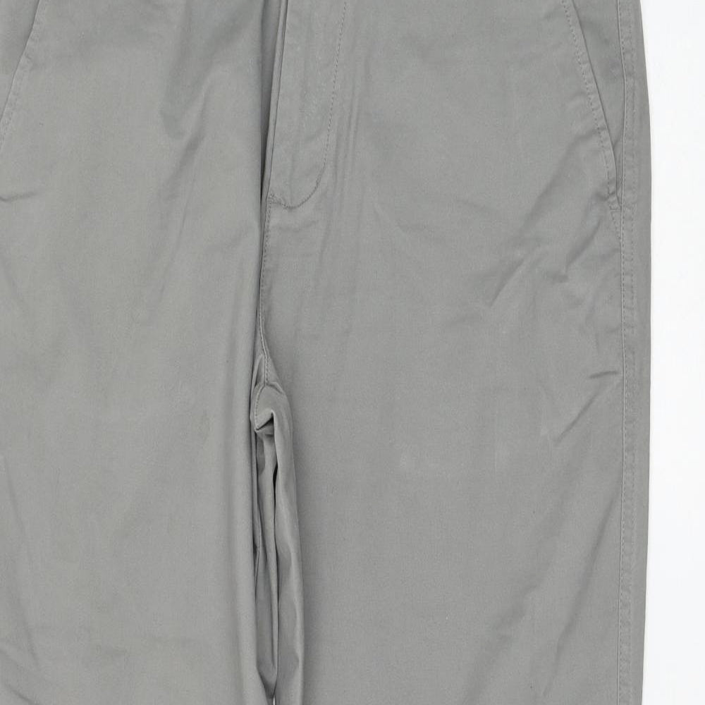 George Mens Grey Cotton Chino Trousers Size 36 in L30 in Regular Zip