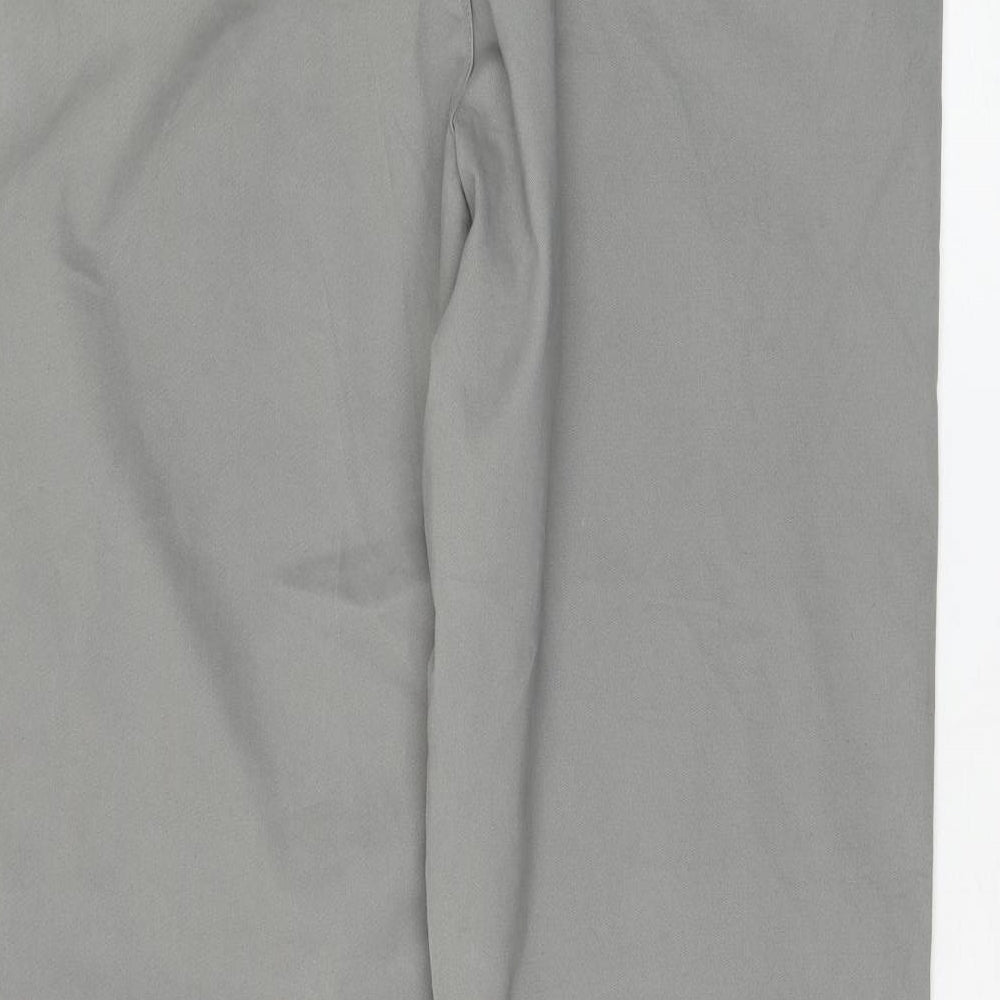 George Mens Grey Cotton Chino Trousers Size 36 in L30 in Regular Zip