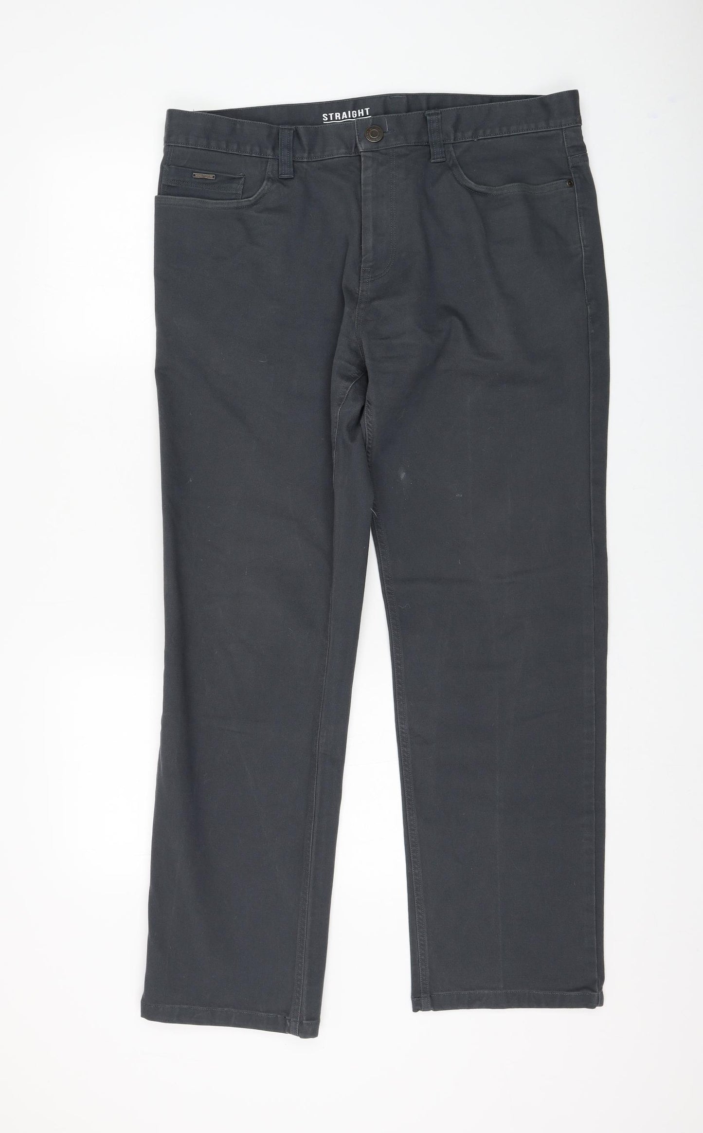 George Mens Grey Cotton Straight Jeans Size 36 in L30 in Regular Zip