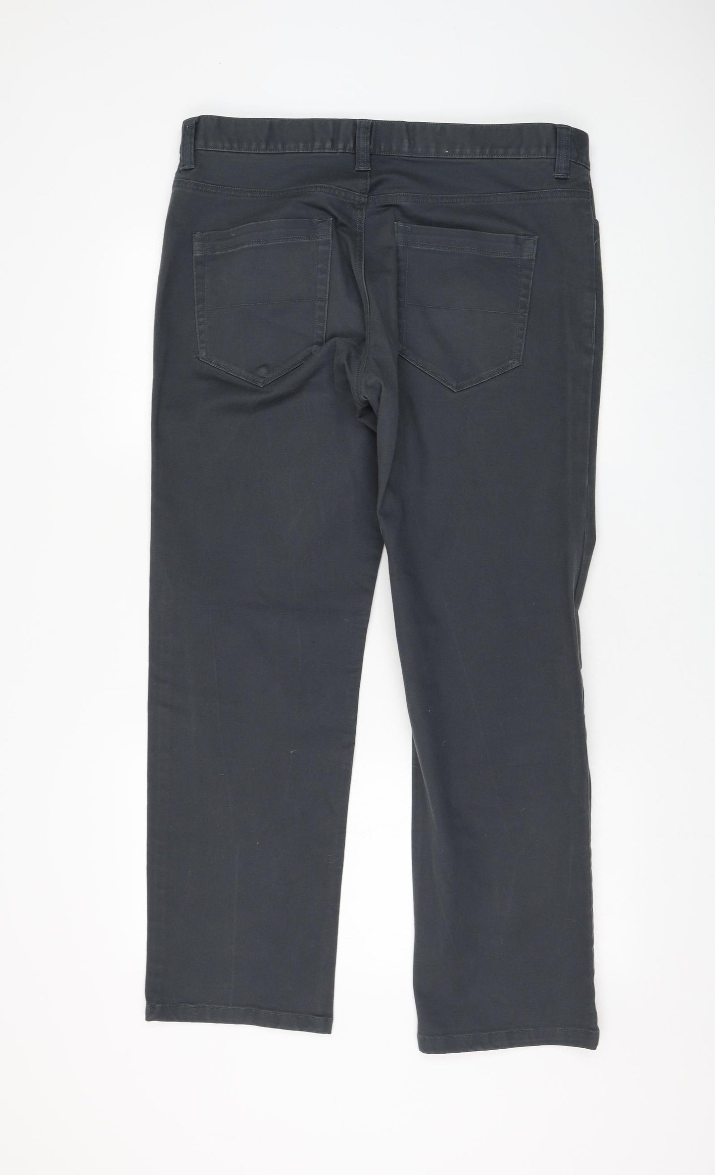 George Mens Grey Cotton Straight Jeans Size 36 in L30 in Regular Zip