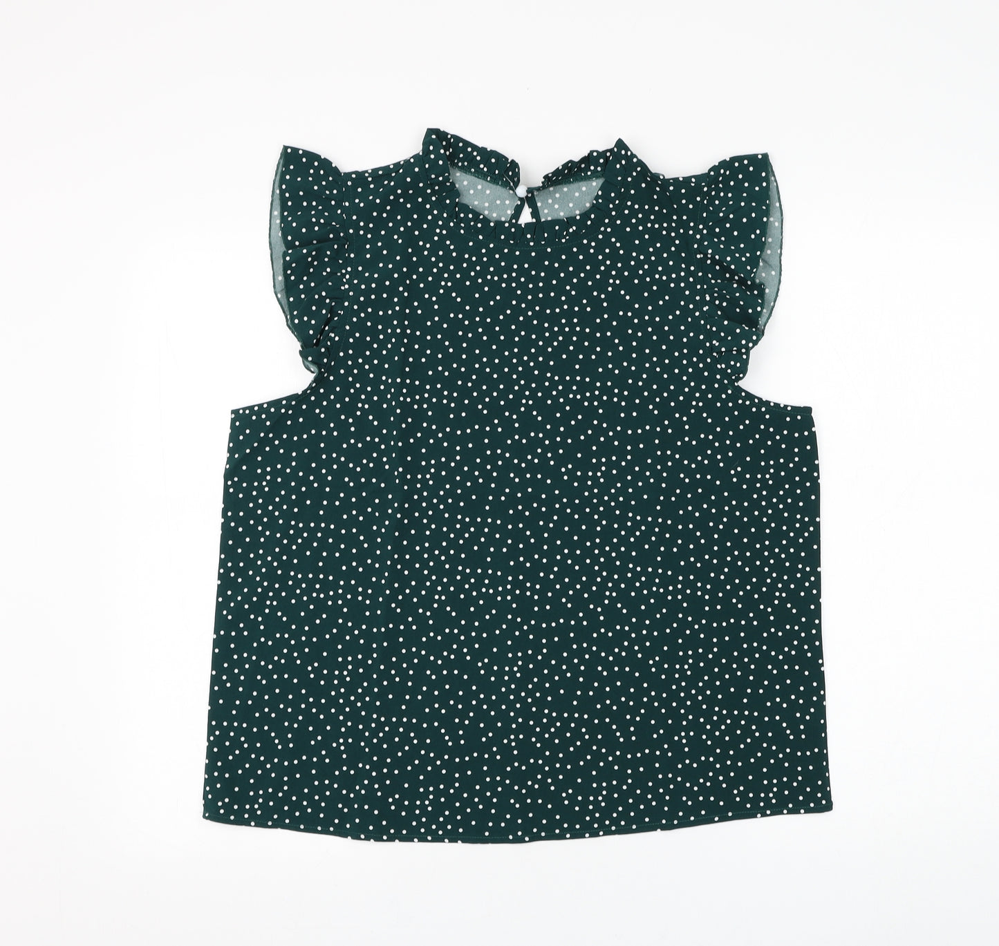 SheIn Womens Green Polka Dot Polyester Basic Blouse Size XL Round Neck