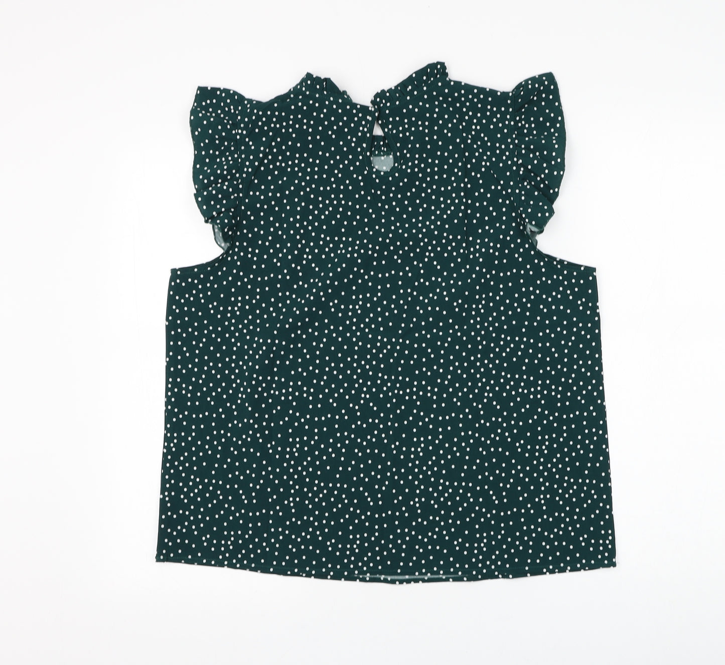 SheIn Womens Green Polka Dot Polyester Basic Blouse Size XL Round Neck