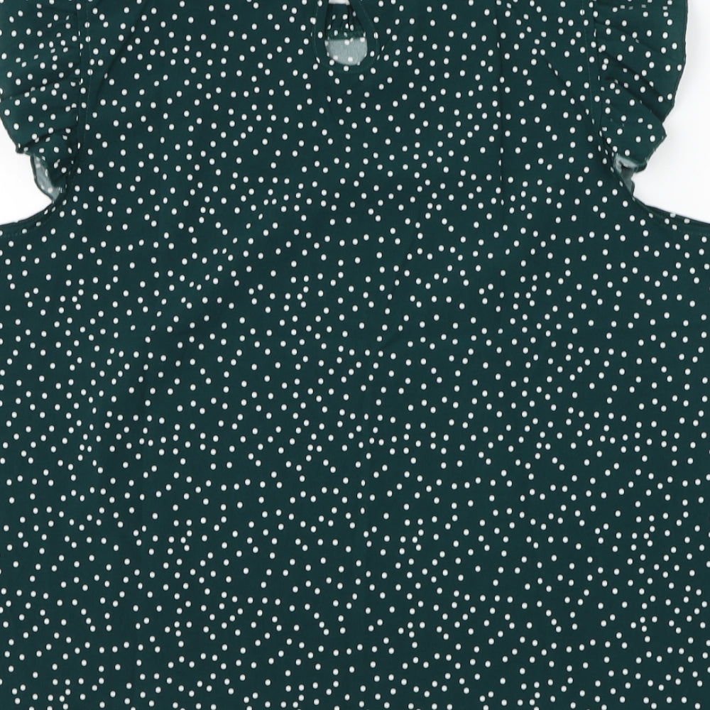 SheIn Womens Green Polka Dot Polyester Basic Blouse Size XL Round Neck