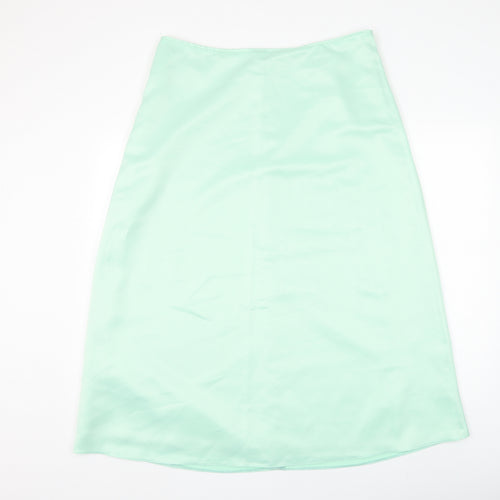 Preworn Womens Green Polyester A-Line Skirt Size 36 in Zip