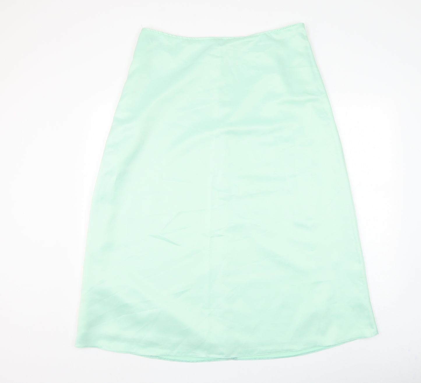 Preworn Womens Green Polyester A-Line Skirt Size 36 in Zip