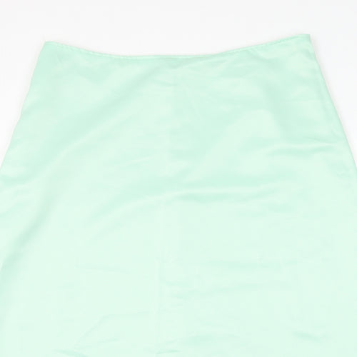 Preworn Womens Green Polyester A-Line Skirt Size 36 in Zip