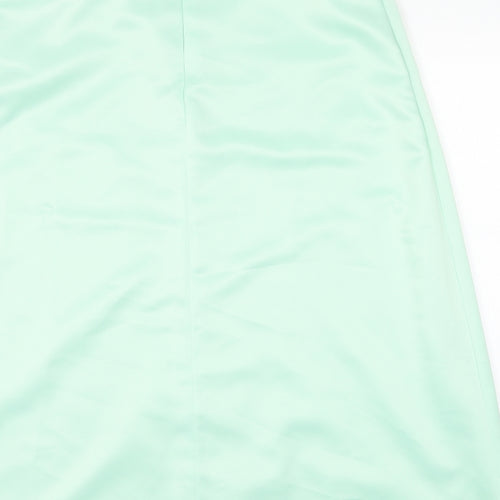 Preworn Womens Green Polyester A-Line Skirt Size 36 in Zip