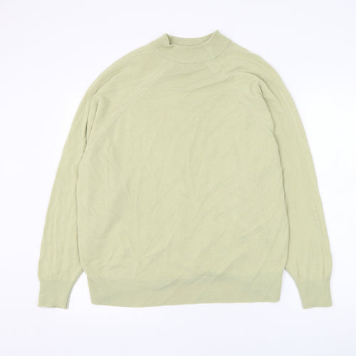 Preworn Womens Green Mock Neck Polyester Pullover Jumper Size L