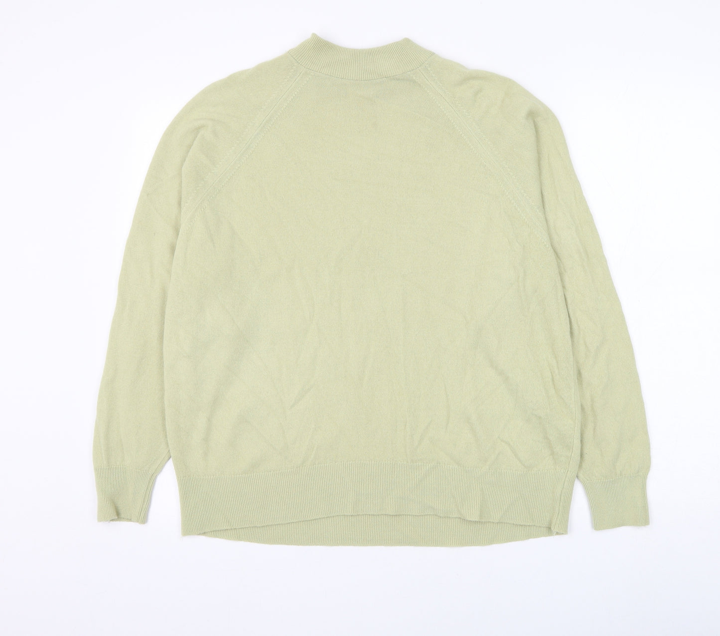 Preworn Womens Green Mock Neck Polyester Pullover Jumper Size L