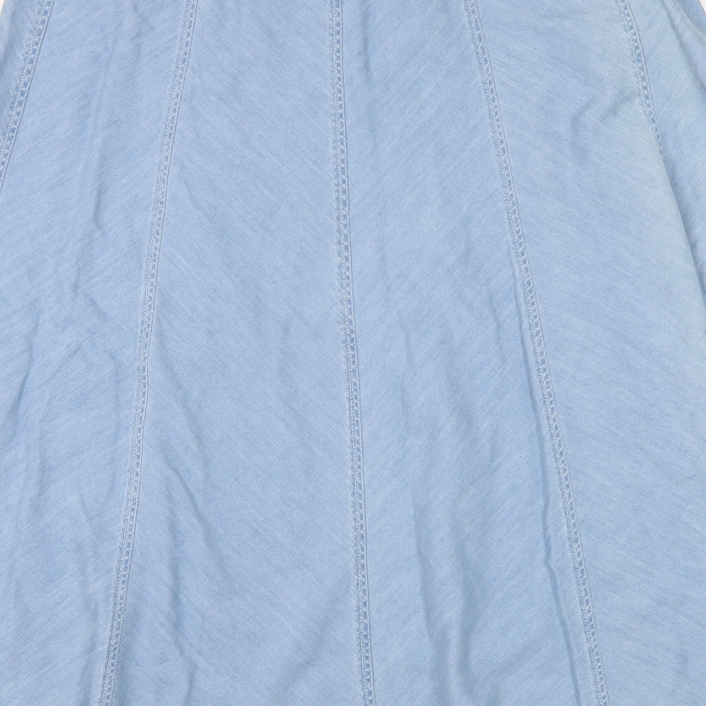 Marks and Spencer Womens Blue Cotton Skater Skirt Size 18