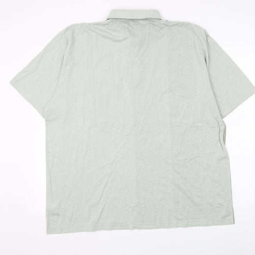 Berkertex Mens Green Colourblock Cotton Polo Size XL Collared Button