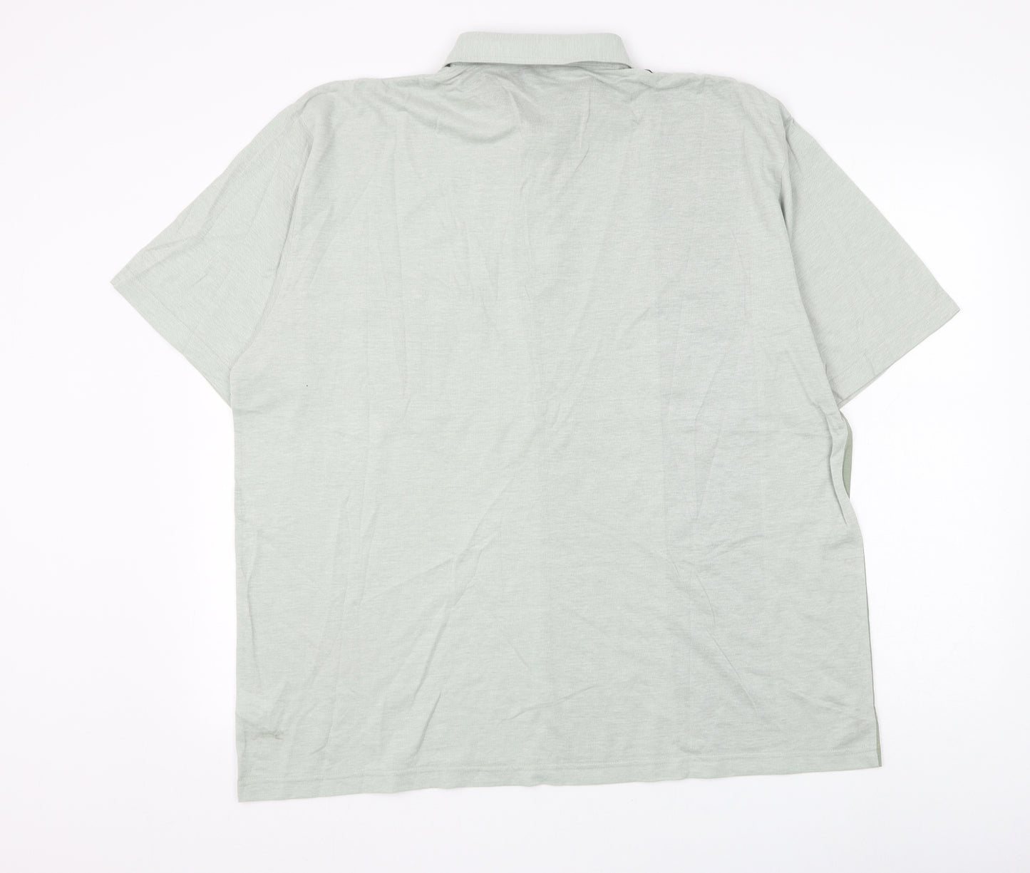 Berkertex Mens Green Colourblock Cotton Polo Size XL Collared Button