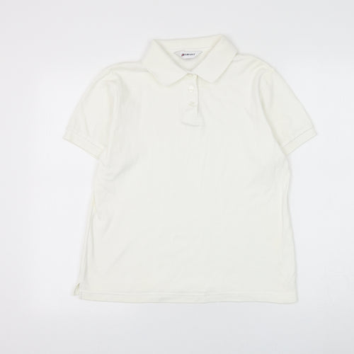 Damart Womens White Cotton Basic Polo Size 12 Collared