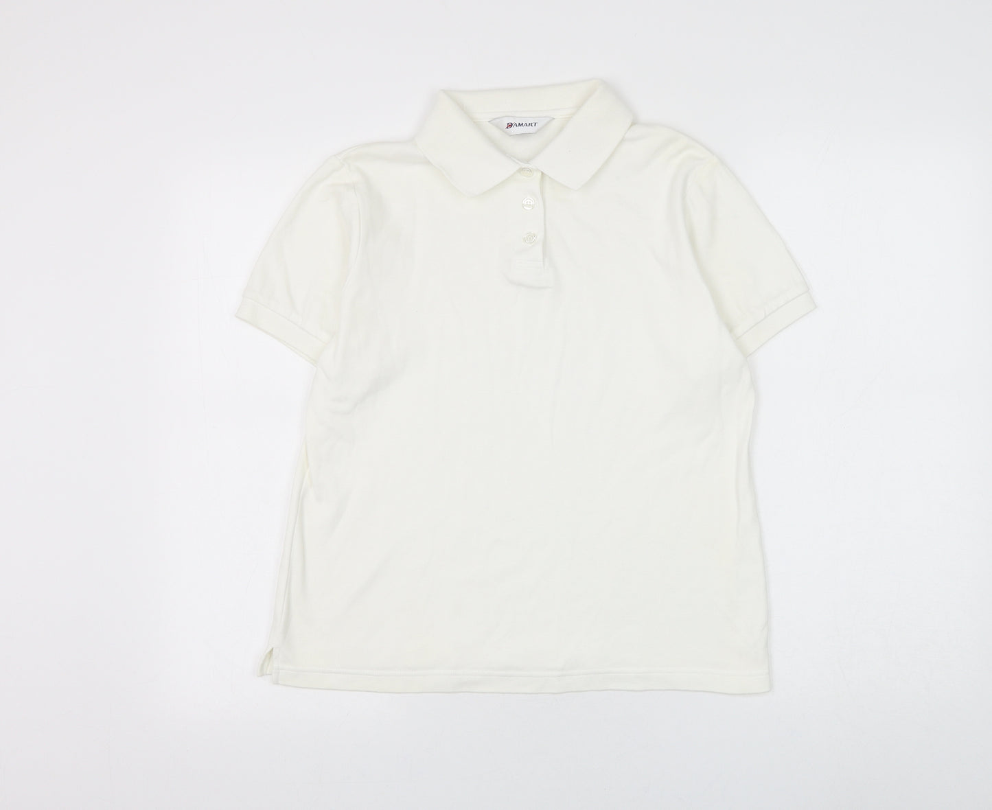 Damart Womens White Cotton Basic Polo Size 12 Collared