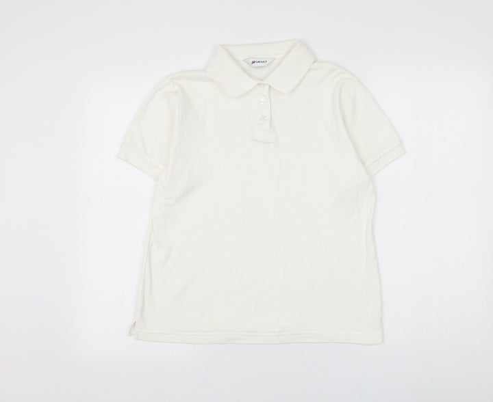 Damart Womens White Cotton Basic Polo Size 12 Collared