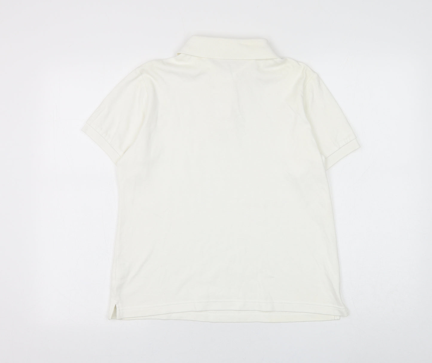 Damart Womens White Cotton Basic Polo Size 12 Collared