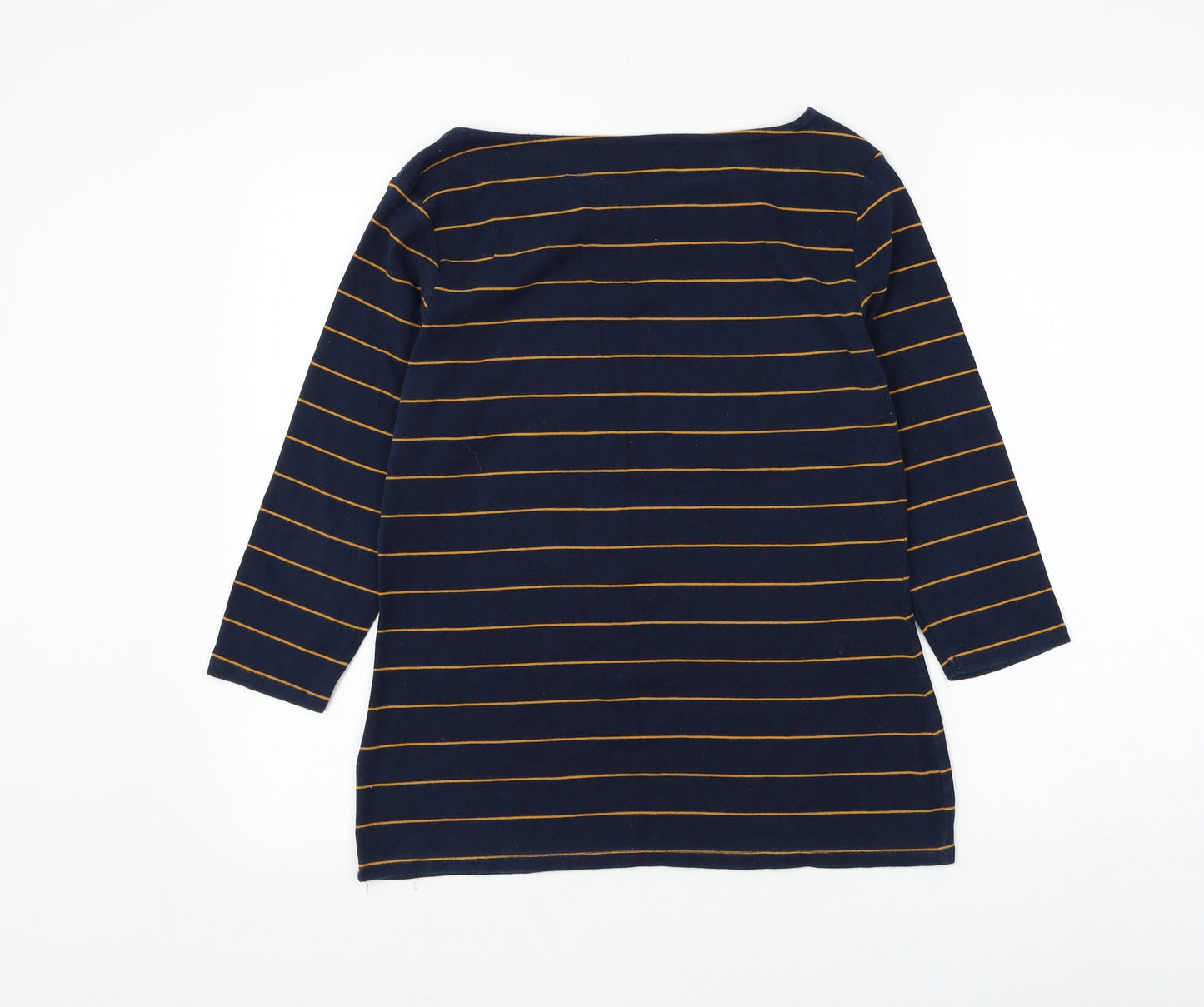 Nutmeg Womens Blue Boat Neck Striped Cotton Pullover Jumper Size 14