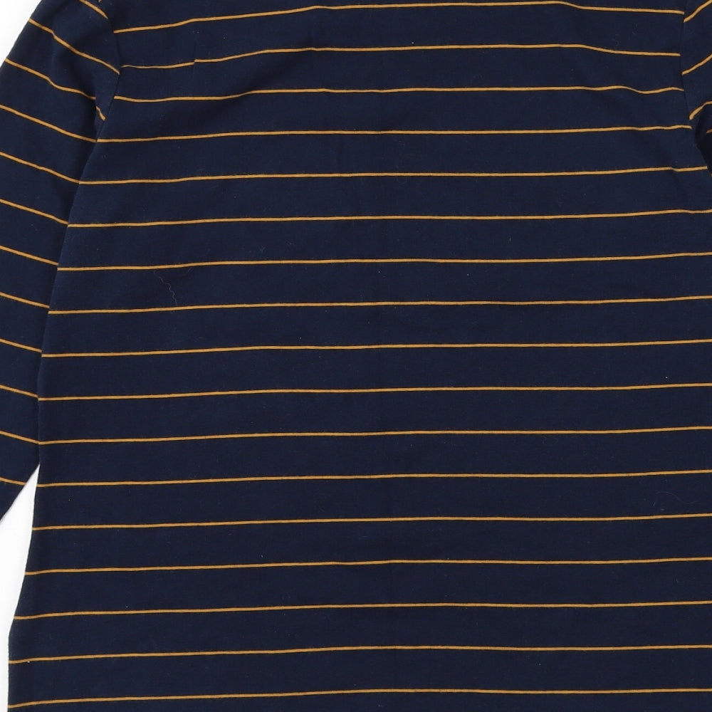Nutmeg Womens Blue Boat Neck Striped Cotton Pullover Jumper Size 14