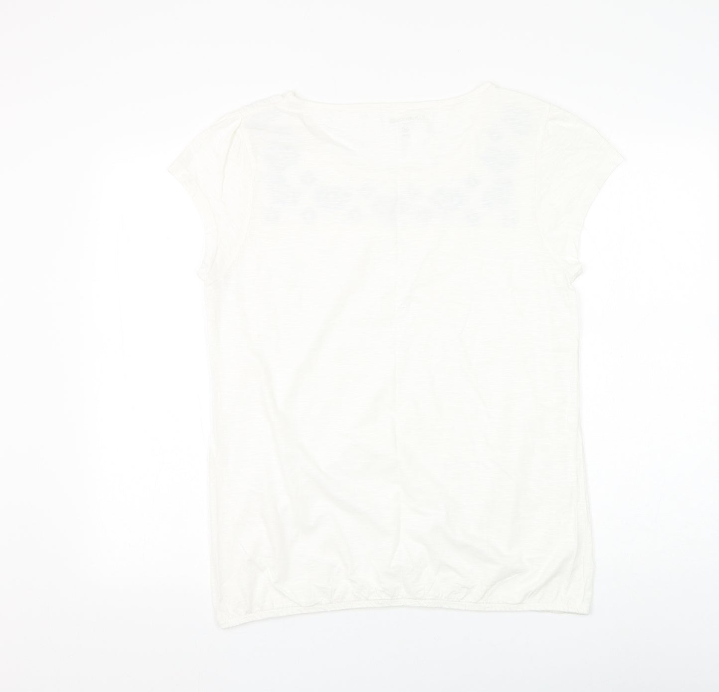 Dunnes Stores Womens White Geometric Polyester Basic Blouse Size 16 Boat Neck