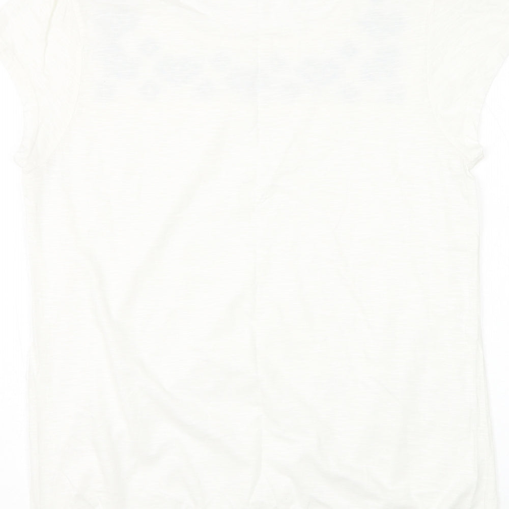 Dunnes Stores Womens White Geometric Polyester Basic Blouse Size 16 Boat Neck